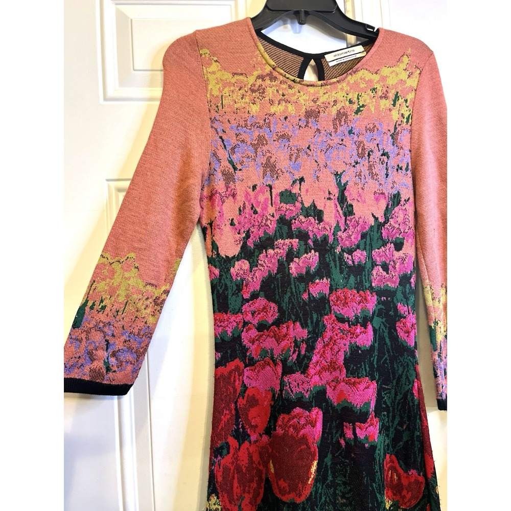 Anthropologie Aldomartins Wool Blend Floral Sweater Knit Midi Dress S Fairycore - Picture 3 of 16